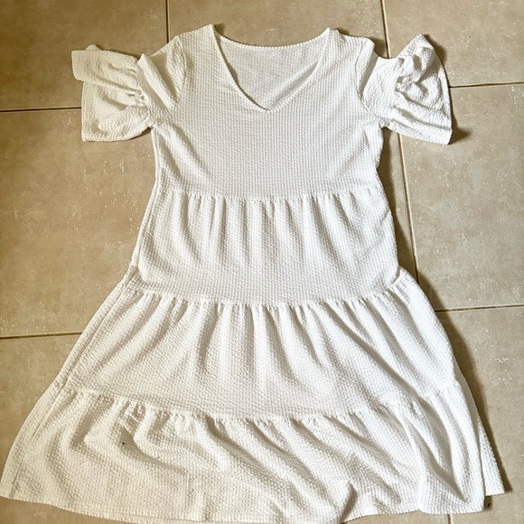 Dresses & Skirts - White Tiered Mid-Thigh Dress